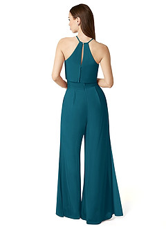 Azazie Kenzi Jurken voor bruidsmeisjes Jumpsuit van Chiffon Geplooid Inkt Blauw image2
