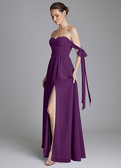 Azazie Ayanna Bridesmaid Dresses Grape A-Line Off the Shoulder Chiffon Dress image7