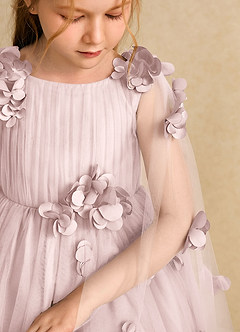 Azazie Staria Robe Demoiselle D'honneur Fillette Robe Princesse en Tulle Drapé Rose Pâle image10