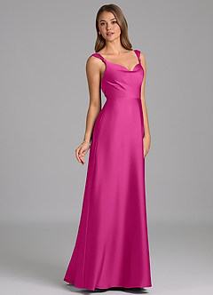 Azazie Beatrice Final Sale Fuchsia A-Line Sweetheart Neckline Stretch Satin Dress image5
