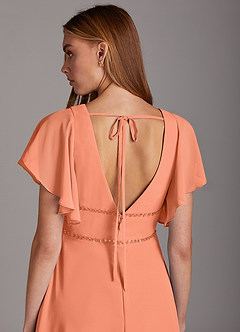 Azazie Kitr Slutförsäljning Klänning av A-Line i Chiffong Ruched Solnedgång image6