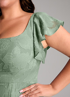 Azazie Bondi Bridesmaid Dresses Matcha A-Line Side Slit Floral Burnout Dress image11