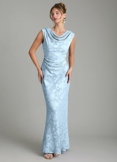 Azazie Kieryn Bridesmaid Dresses Sky Blue Mermaid Pleated Floral Burnout Dress image5