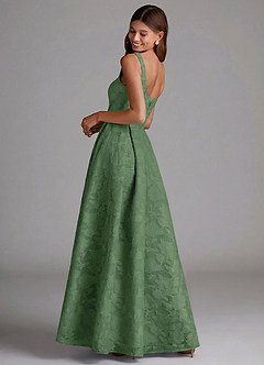 Azazie Amalie Bridesmaid Dresses Eucalyptus A-Line Pleated Floral Burnout Dress image2