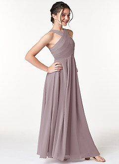 Azazie Kaleigh A-Line Pleated Chiffon Floor-Length Junior Bridesmaid Dress image3