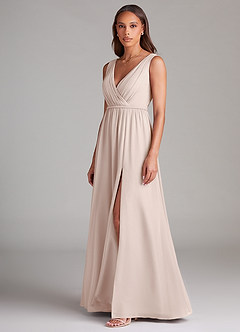 Azazie Tanicia Bridesmaid Dresses Rose Petal A-Line Pleated Chiffon Dress image2