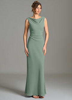 Azazie Kieryn Bridesmaid Dresses Silver Sage Mermaid Pleated Chiffon Dress image5