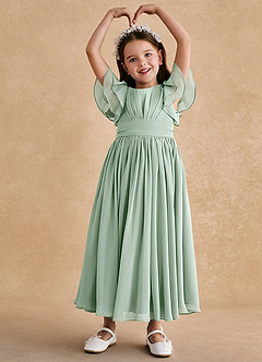 Azazie Ali Flower Girl Dresses Agave A-Line Pleated Chiffon Dress image3