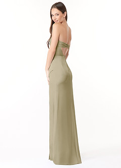 Azazie Leonis Bridesmaid Dresses Moss Green Mermaid Pleated Stretch Satin Convertible Dress image7