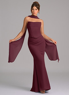 Azazie Sorrel Bridesmaid Dresses Cabernet Mermaid Corset Chiffon Dress image1