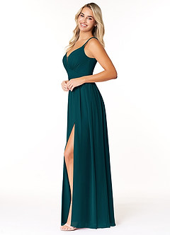 Azazie Rayna Brautjungfernkleider A-Linie V-Hals Gefaltet Chiffon Kleid Kiefer image3