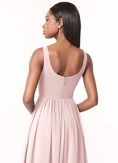 Azazie Keyla Bridesmaid Dresses Blushing Pink A-Line V-Neck Pleated Chiffon Dress image4