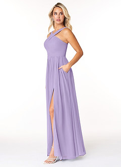Azazie Elvira Brautjungfernkleider A-Linie Plissee Chiffon Kleid Flieder image3
