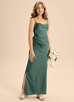 Azazie Mai Junior Eucalyptus A-Line Sweetheart Neckline Stretch Satin Dress image3