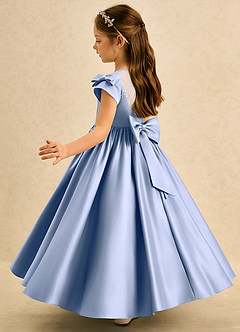Azazie Toffee Abiti da Ragazza di Fiori Abito Stile Principessa in Raso Opaco Fiocco Ghiaccio image5