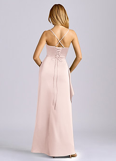 Azazie Sarai Suknie dla druhen Osłona Gorset Satyna elastyczna Do ziemi Sukienka image5