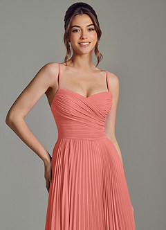 Azazie Catie Bridesmaid Dresses Salmon Pink A-Line Sweetheart Neckline Chiffon Dress image2
