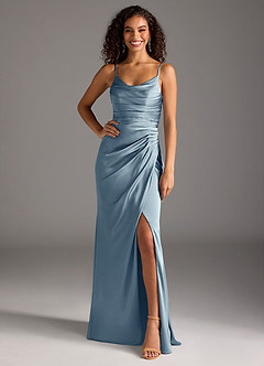 Deandra Powder Blue Mermaid Pleated Maxi Satin Dress image6