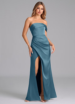 Azazie Lisbeth Bridesmaid Dresses Bermuda Mermaid Off the Shoulder Stretch Satin Convertible Dress image4