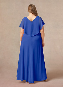 Azazie Eliza Mother of the Bride Dresses Royal Blue A-Line V-Neck Pleated Chiffon Dress image7