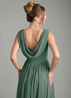 Azazie Novi Robes de demoiselle d'honneur Robe Trapèze en Mousseline de soie Plissée Mousse De Mer image2