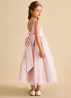 Azazie Patootie Flower Girl Dresses Blushing Pink A-Line Spaghetti Strap Tulle Dress image2