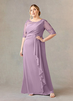 Azazie Dionysus Mother of the Bride Dresses Wisteria A-Line Boatneck Lace Chiffon Dress image6