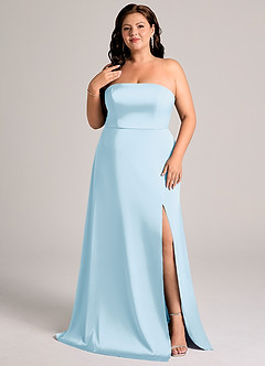 Azazie Wren Bridesmaid Dresses Sky Blue A-Line Strapless Stretch Satin Convertible Dress image8