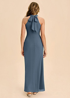 Azazie Doretta Junior Robe Fourreau en Mousseline de soie Plissée Neptune image2