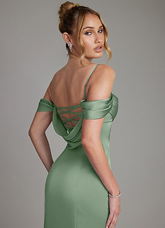 Azazie Nira Suknie dla druhen Syrena Gorset Satyna elastyczna Do ziemi Sukienka image2