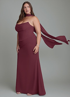 Azazie Sorrel Robes de demoiselle d'honneur Robe Sirène en Mousseline de soie Corset Cabernet image14