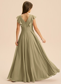 Azazie Anysa Junior Robe Trapèze en Mousseline de soie Rayé Vert Mousse image2