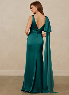 Christian Siriano Bridal for Azazie 1011 Bridesmaid Dresses Peacock Mermaid Bow Stretch Satin Dress image2