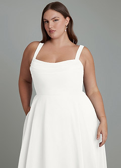 Azazie Shaude Bridesmaid Dresses White A-Line Pleated Chiffon Dress image12