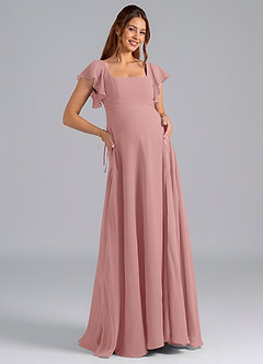 Azazie Bondi Final Sale A-Line Ruched Chiffon Floor-Length Dress image1