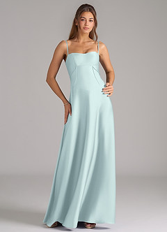 Azazie Valentine Bridesmaid Dresses Mist A-Line Corset Stretch Satin Dress image1