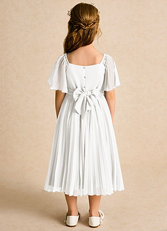 Azazie Gisele Abiti da Ragazza di Fiori Abito A-Line in Chiffon Plissettato Avorio image6