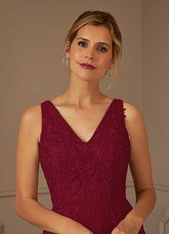Azazie Joules Mother of the Bride Dresses Burgundy A-Line Sequins Chiffon Dress image6
