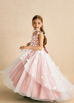 Azazie Darlina vestidos de niña de las flores Vestido de Marfil Rosetón de Tul de Princesa con Encaje image3
