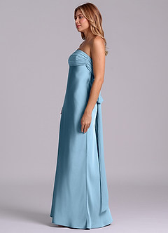 Azazie Ailanie Brudtärnklänningar Klä av Tubklänning i Stretch Satin Axelbandslös Stålblå image6