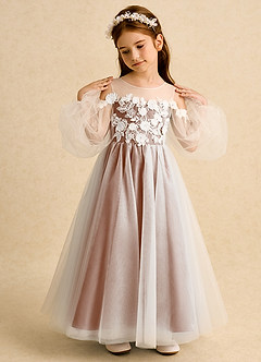 Azazie Zimi vestidos de niña de las flores Vestido de Bronceador de Tul de Princesa con Escote de Corazón image3