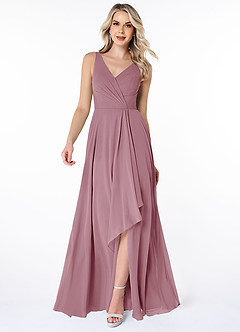 Azazie Calvi Final Sale Vintage Mauve A-Line Ruched Chiffon Dress image1