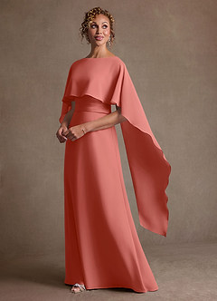 Azazie Marilla Mère de la mariée Robes Robe Trapèze en Mousseline de soie Plissée Rose Saumon image5