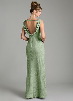 Azazie Kieryn Robes de demoiselle d'honneur Robe Sirène en Blumen-Burnout Plissée Vert Sauge image12