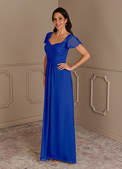 Azazie Gwenyth Mother of the Bride Dresses Royal Blue A-Line Lace Chiffon Dress image4