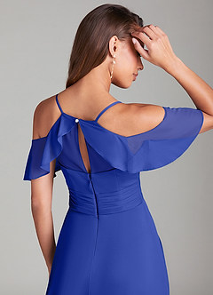 Azazie Dakota Jurken voor bruidsmeisjes Jurk van Mesh met A-Lijn Off the Shoulder Koningsblauw image2