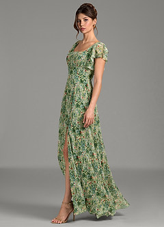 Azazie Bondi Bridesmaid Dresses Meadow Bloom A-Line Ruffled Chiffon Dress image4