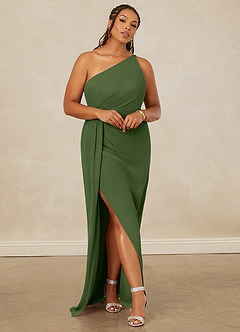 Christian Siriano Bridal for Azazie 1003 Bridesmaid Dresses Olive Sheath One Shoulder Chiffon Dress image8