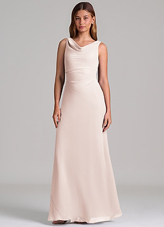 Azazie Nerine Brudtärnklänningar Klä av A-Linje i Chiffong Plisserad Rosenblad image4