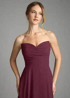 Azazie Ayla Abiti da Damigella Abito A-Line in Chiffon Scollo a Cuore Cabernet image4